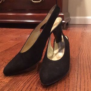 Barney’s Black Suede Sling back